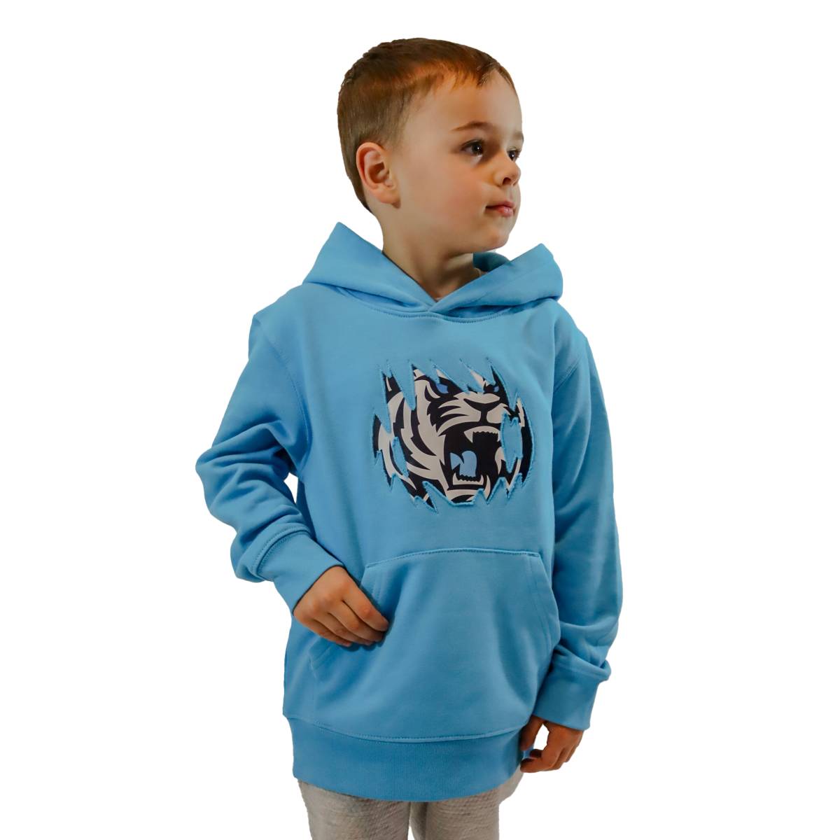 Mikina dětská tyrkysová s rozdrápaným logem