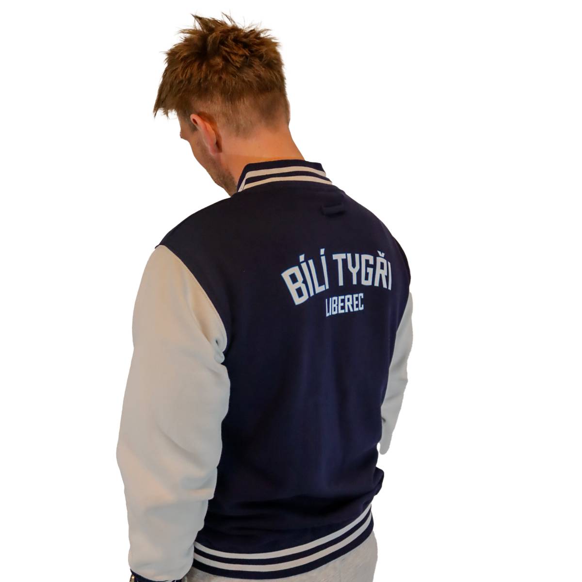 Mikina na patenty modrá s logem