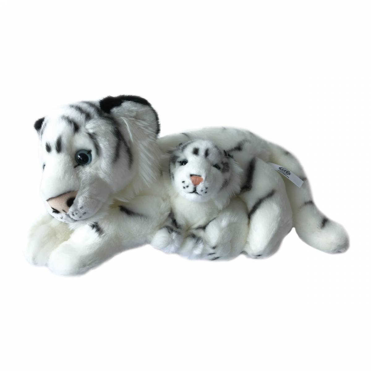 Tygr s mládětem 38cm chlupatý